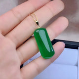 18K Natural Green Chalcedony Necklace Pendant