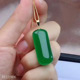 18K Natural Green Chalcedony Necklace Pendant