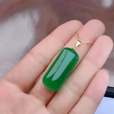 18K Natural Green Chalcedony Necklace Pendant
