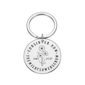 Luke 12:27 Keychain Scripture Quote Gift Men Women Faith Inspirational Key Rings