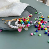 KKBEAD Heart Charm Bracelet for Women Girl Gift Boho Bohemian Rainbow Jewelry