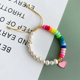 KKBEAD Heart Charm Bracelet for Women Girl Gift Boho Bohemian Rainbow Jewelry