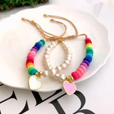 KKBEAD Heart Charm Bracelet for Women Girl Gift Boho Bohemian Rainbow Jewelry