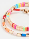 Enamel Tile Beads Bracelets Set Boho Colorful Tila Stretch Bracelet