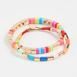 Enamel Tile Beads Bracelets Set Boho Colorful Tila Stretch Bracelet