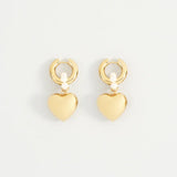 Heart Freshwater Pearl Hoop Earrings Stainless Steel Jewelry