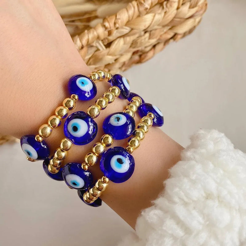 Evil Eye Bracelet for Women Plated Beads Pulseras Femme