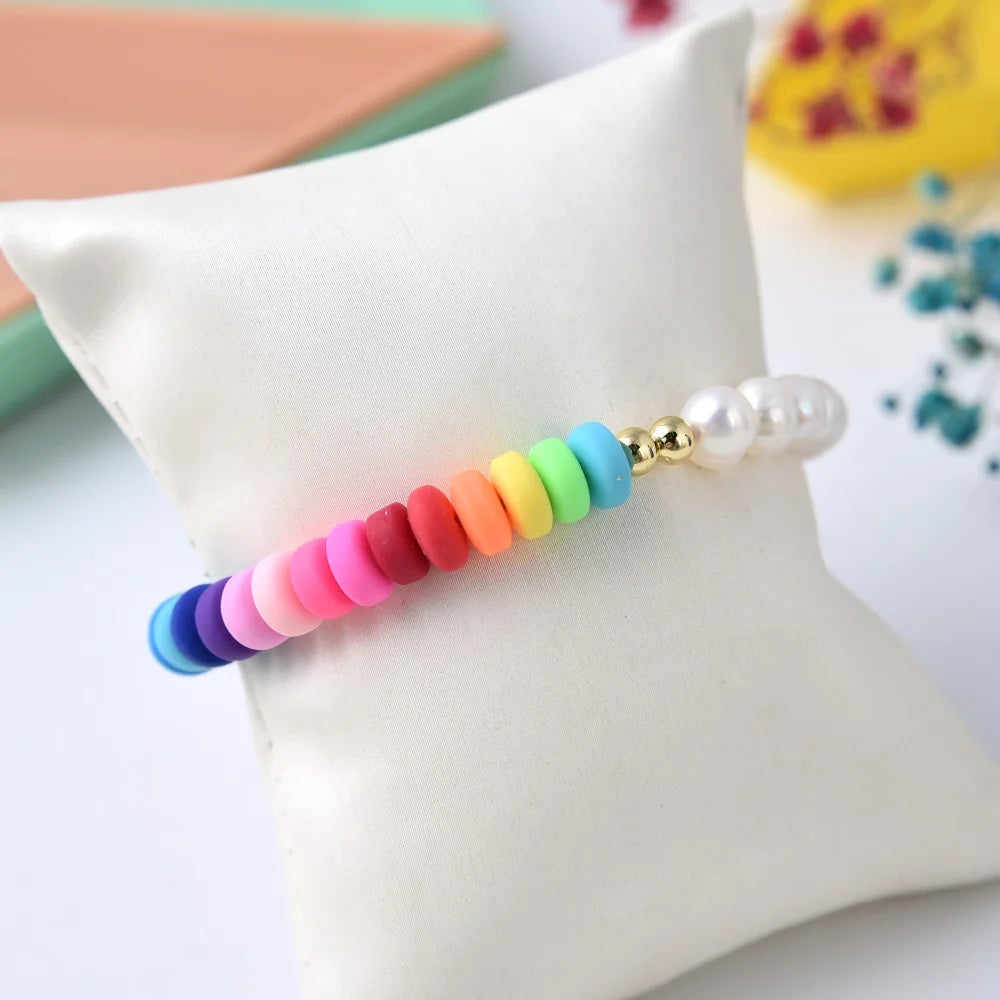 Colorful Boho Bracelets for Women Polymer Clay Beaded Friendship Gift
