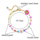 KKBEAD Boho Bracelet Stainless Steel Chain Letter Bracelets