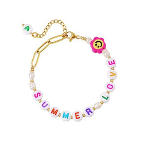 KKBEAD Boho Bracelet Stainless Steel Chain Letter Bracelets
