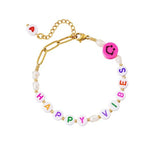 KKBEAD Boho Bracelet Stainless Steel Chain Letter Bracelets