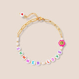 KKBEAD Boho Bracelet Stainless Steel Chain Letter Bracelets