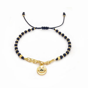 Smile Face Charm Bracelet Set Beaded Crystal Pulseras Femme