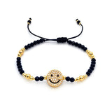 Smile Face Charm Bracelet Set Beaded Crystal Pulseras Femme