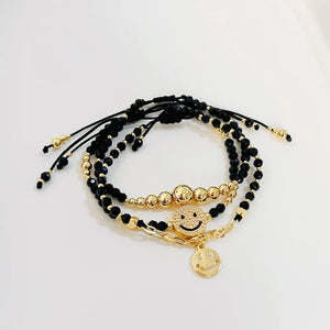 Smile Face Charm Bracelet Set Beaded Crystal Pulseras Femme