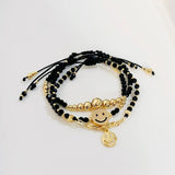 Smile Face Charm Bracelet Set Beaded Crystal Pulseras Femme