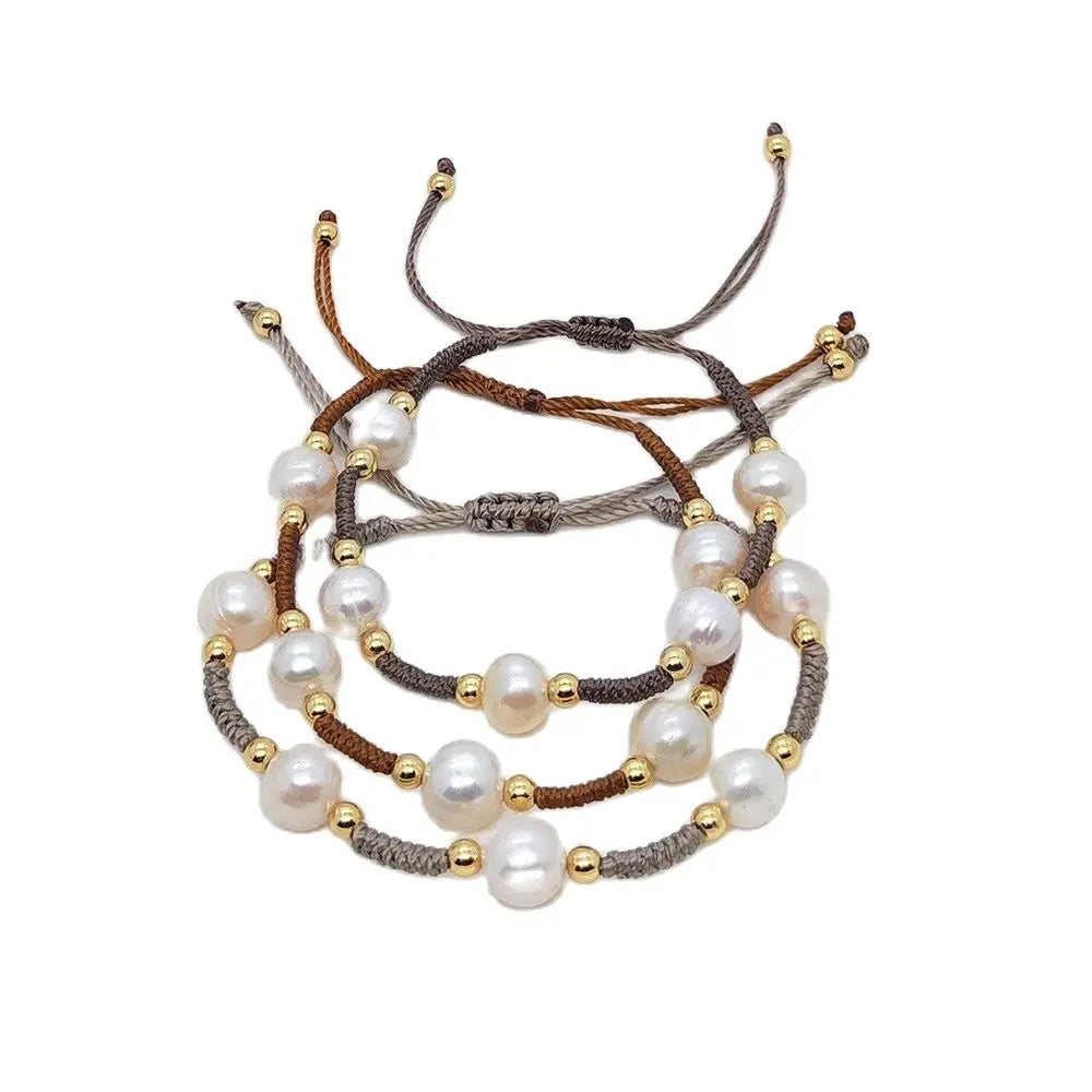 KKBEAD Pearl Bracelet Vintage Jewelry Braided Freshwater Pearls