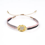 Braided Cloth Fabric Bracelet Rhinestone Charm Evil Eye Bracelet