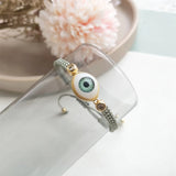 KKBEAD Cloth Braided Bracelet Rhinestone Peace Logo Heart Evil Eye Bracelet