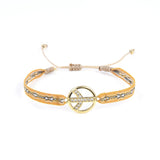 KKBEAD Cloth Braided Bracelet Rhinestone Peace Logo Heart Evil Eye Bracelet