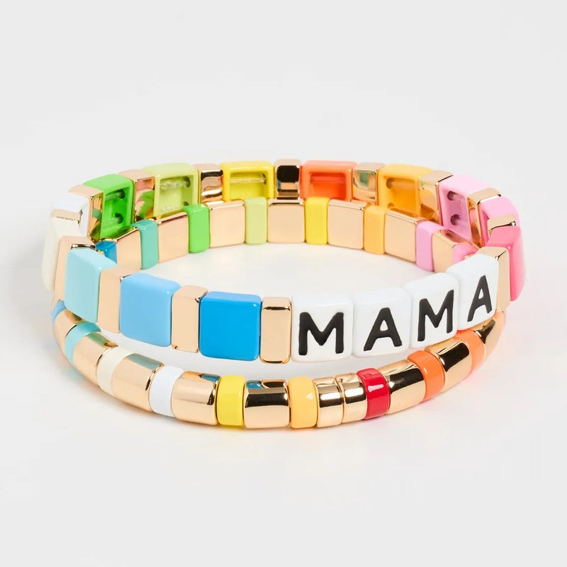 Enamel Tile Beads Bracelets Set Mother's Jewelry Boho Colorful Pulseras