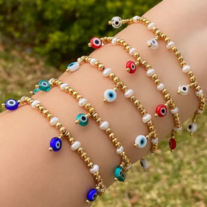 Evil Eye Charm Bracelet Plated Beads Jewelry Y2K Accessories