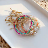 KKBEAD Faceted Crystal Beaded Bracelet for Women Jewellery Pearl Bracelets