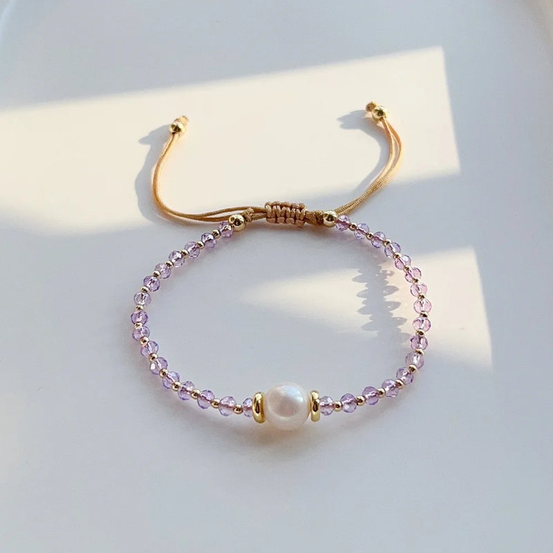 KKBEAD Faceted Crystal Beaded Bracelet for Women Jewellery Pearl Bracelets