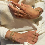 18K Ball Beads Cuff Bracelet for Men Women Statement Jewelry