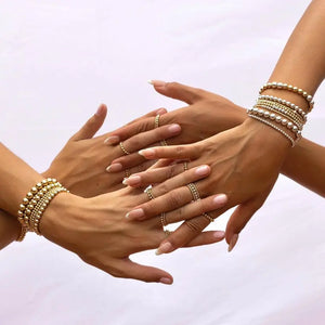 18K Ball Beads Cuff Bracelet for Men Women Statement Jewelry