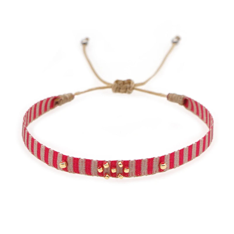 KKBEAD Woven Beads Cloth Bracelets for Women Adjustable Pulseras
