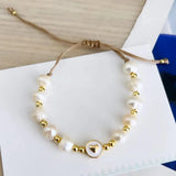 Heart Charm Bracelet Natural Pearl Bracelets for Women