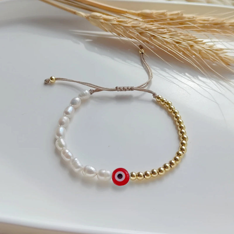 Evil Eye Bracelet Freshwater Pearl Jewelry Women Bijoux Pulseras