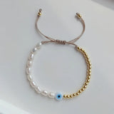 Evil Eye Bracelet Freshwater Pearl Jewelry Women Bijoux Pulseras