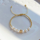 KKBEAD Zirconia Charm Bracelet with Natural Pearl Beads for Women