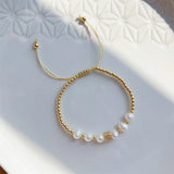 KKBEAD Zirconia Charm Bracelet with Natural Pearl Beads for Women