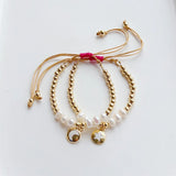 Moon & Star Charm Bracelets Natural Pearl Pulseras