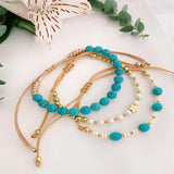 Freshwater Pearls Turquoise Bracelet Set for Women