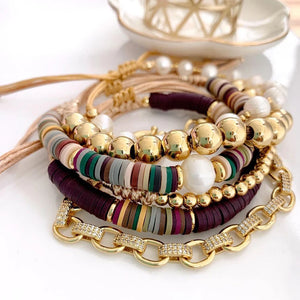 Natural Pearl Bracelet Polymer Clay Heishi Bracelets For Women