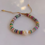 Natural Pearl Bracelet Polymer Clay Heishi Bracelets For Women