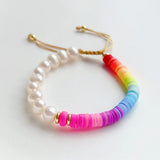 Colorful Heishi Disc Pearl Bracelet for Women, Gift for Girls
