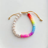 Colorful Heishi Disc Pearl Bracelet for Women, Gift for Girls