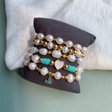 KKBEAD Natural Pearl Bracelet for Women Boho Bohemian Y2K Heart Charm