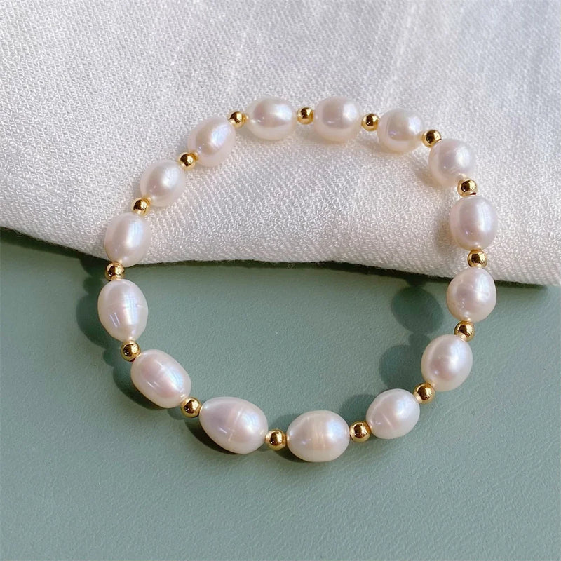 KKBEAD Natural Pearl Bracelet for Women Boho Bohemian Y2K Heart Charm