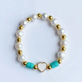 KKBEAD Natural Pearl Bracelet for Women Boho Bohemian Y2K Heart Charm