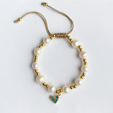 KKBEAD Natural Pearl Bracelet for Women Boho Bohemian Y2K Heart Charm