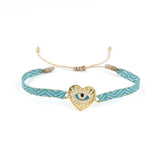 Rhinestone Zircon Charm Copper Pattern Bracelet Cloth Braided Women Gift