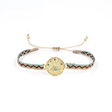 Rhinestone Zircon Charm Copper Pattern Bracelet Cloth Braided Women Gift