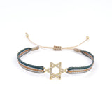Rhinestone Zircon Charm Copper Pattern Bracelet Cloth Braided Women Gift