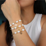 KKBEAD Newst 26 Initial Bracelet Jewelry Letter A-Z Charm Bracelets Alphabet Jew